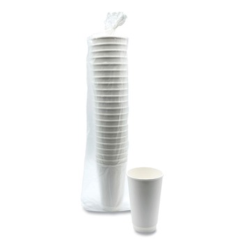 TABLETOP AND SERVEWARE | Boardwalk BWKDW16HCUPPK 16 oz. Double-Walled Paper Hot Cups - White (25/Pack)