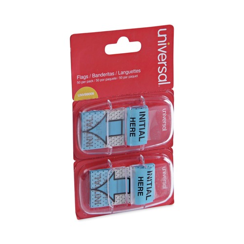 Page Flags | Universal UNV99009 Deluxe "Initial Here" Message Arrow Flags - Blue (100/Pack) image number 0