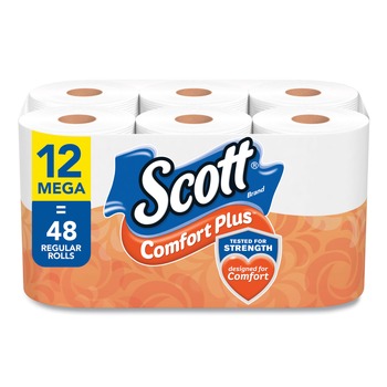 Scott 54245 ComfortPlus 1-Ply Septic Safe Mega Roll Toilet Paper - White (24/Carton)