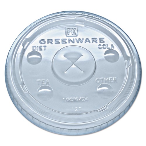 Cups and Lids | Fabri-Kal 000000000009509112 Greenware X-Slot Cold Drink Lids - Clear (1,000/Carton) image number 0