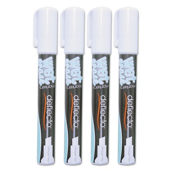 Deflecto SMA510-V4-WT Wet Erase Markers with Medium Chisel Tip - White (4/Pack)