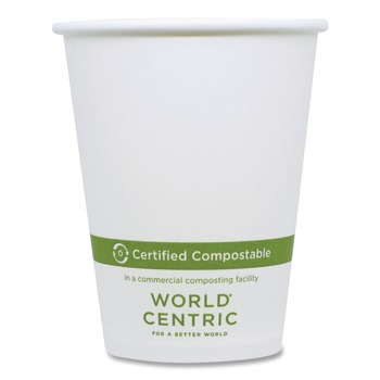 World Centric CU-PA-8 8 oz. Paper Hot Cups - White (1000/Carton)