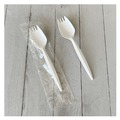 Cutlery | Boardwalk BWKSPORKWHPPIW Mediumweight Wrapped Polypropylene Plastic Spork Cutlery - White (1000/Carton) image number 3