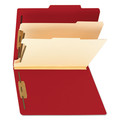 File Folders | Smead 14003 2 in. Expansion Top Tab Classification Folders with 6 SafeSHIELD Fasteners - Letter Size/Red Exterior (10/Box) image number 1