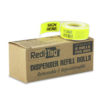  | Redi-Tag B91001 Sign Here Arrow Message Page Flag Refills - Yellow (6/Box)