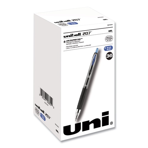 Pens | uni-ball 1921064 Signo 207 0.7 mm Retractable Gel Pen - Blue Ink/Smoke/Black/Blue Barrel/Medium (36/Box) image number 0