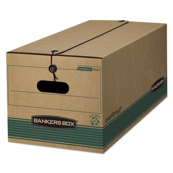 Bankers Box 00774 15.25 in. x 24.13 in. x 10.75 in. STOR/FILE Medium-Duty Strength Storage Boxes for Legal Files - Kraft/Green (12/Carton)