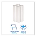 Just Launched | Boardwalk X6639SCKR01 33 in. x 39 in. 33 gal. 1.1 mil. Recycled Low-Density Polyethylene Can Liners - Clear (10 Bags/Roll, 10 Rolls/Carton) image number 3