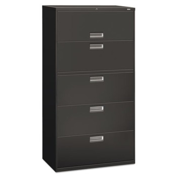 HON H685.L.S Brigade 600 Series Five-Drawer 36 in. x 18 in. x 64.25 in. Lateral File Cabinet - Charcoal