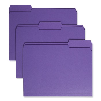 Smead 13034 1/3-Cut Tabs Assorted Letter Size 0.75 in. Expansion Reinforced Top Tab Colored File Folders - Purple (100/Box)