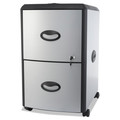 Office Filing Cabinets & Shelves | Storex 61352U01C 19 in. x 15 in. x 23 in. 2 Letter File Drawers Mobile Filing Cabinet with Metal Siding and Top-Drawer Organizer Tray - Silver/Black image number 0