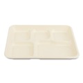 Food Trays, Containers, and Lids | Boardwalk TL-15-TBW-NPFA 8.26 in. x 0.98 in. x 10.9 in. 5-Compartment Bamboo/Sugarcane Bagasse PFAS-Free Food Tray - Tan (500/Carton) image number 1