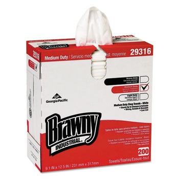  | Georgia-Pacific 29316 9.1 in. x 12.5 in. Lightweight Disposable Shop Towel - White (200/Box)