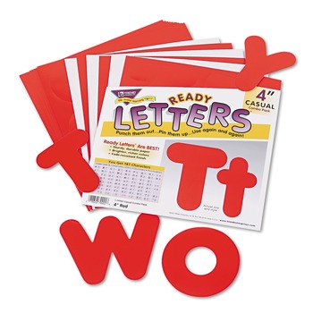 TREND T79902 4 in. Tall Ready Letters Casual Combo Set - Red Characters (182/Set)