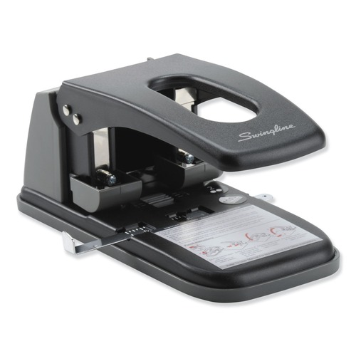 Staple Punches | Swingline A7074190 9/32 in. Holes 100-Sheet Fixed Centers High Capacity Two-Hole Punch - Black/Gray image number 0