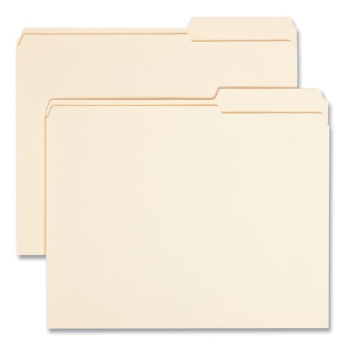 File Folders | Smead 10386 0.75 in. Expansion 2/5-Cut Tab Reinforced Guide Height File Folders - Letter Size/Manila (100/Box) image number 0