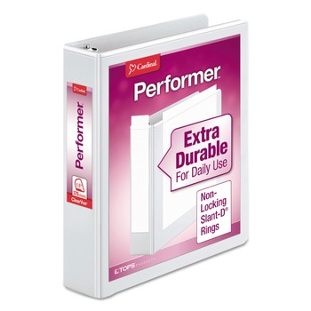 Cardinal 17400CB 1.5 in. Capacity 11 x 8.5 Performer ClearVue Slant-D 3-Ring Binder - White