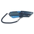 Box Cutters & Utility Knives | Cosco 091524 Easycut 6 in. Plastic Handle Self-Retracting Cutter with Safety-Tip Blade Holster and Lanyard - Black/Blue image number 2