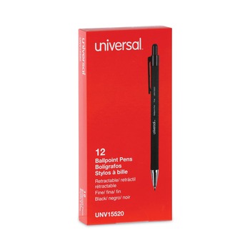 Universal UNV15520 0.7 mm Fine Retractable Ballpoint Pen - Black (1 Dozen)