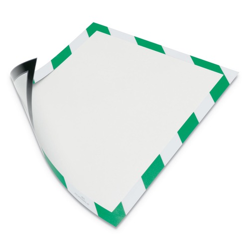 Back to School Sale | Durable 4772131 8.5 in. x 11 in. DURAFRAME Security Magnetic Sign Holder - Green/White Frame (2/Pack) image number 0