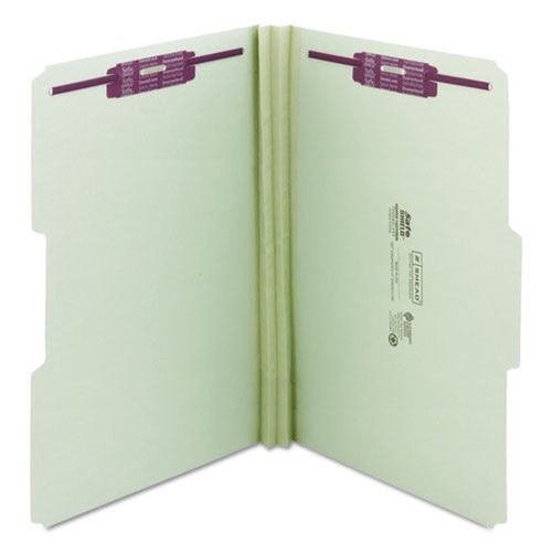 File Folders | Smead 19934 Recycled Pressboard Fastener Folders with 1/3-Cut Tabs - Legal, Gray/Green (25/Box) image number 0