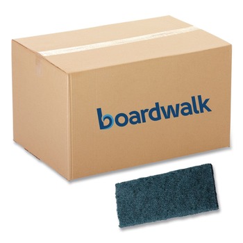 Boardwalk 7100359720 4.62 x 10 Medium-Duty Scrub Pad - Blue (10/Carton)
