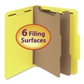File Folders | Smead 14064 2 in. Expansion Recycled Pressboard 6-Fastener Classification Folders - Letter Size/Yellow Exterior (10/Box) image number 1