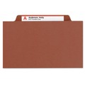 File Folders | Smead 14079 6 SafeSHIELD Fasteners 2 Dividers Letter Size 6-Section Pressboard Top Tab Pocket Classification Folders - Red (10/Box) image number 1