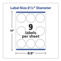 Back to School Sale | Avery 22830 2.5 in. Diameter Print-to-the Edge Labels with SureFeed - Round Glossy White (90/Pack) image number 1