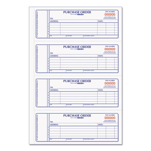 Retail Store Supplies | Rediform RED1L176 400 Forms Total 7 in. x 2.75 in. 5 Lines Two-Part Carbonless Purchase Order Book image number 0