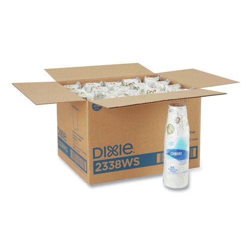 Cups and Lids | Dixie 2338WS Pathways 8 oz. Paper Hot Cups (25/Bag, 20 Bags/Carton) image number 0