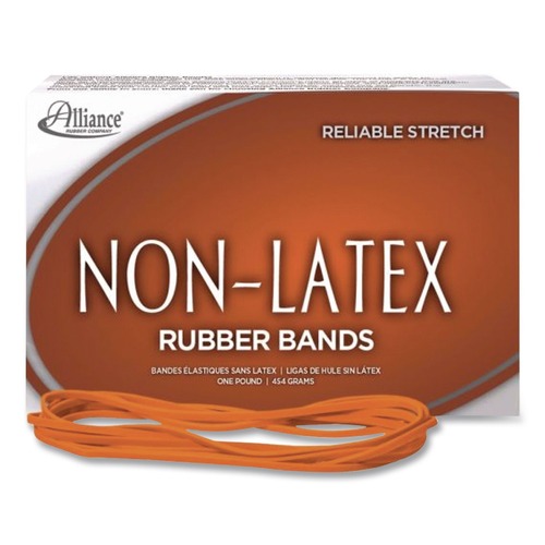 Rubber Bands | Alliance 37336 1 lbs. Box Size 33 0.04 in. Gauge Non-Latex Rubber Bands - Orange (1-Box) image number 0