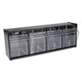 Boxes & Bins | Deflecto 20404OP 23.63 in. x 6.63 in. x 8.13 in. 4 Sections Tilt Bin Interlocking Multi-Bin Storage Organizer - Black/Clear image number 1