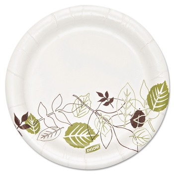 Dixie SXP6WS Pathways 5.88 in. Diameter Heavyweight WiseSize Paper Plates with Soak Proof Shield - Green/Burgundy (4/Carton)