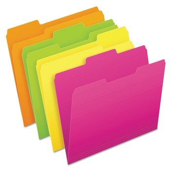 Pendaflex 40523 0.75 in. Expansion 1/3-Cut Tabs Glow Letter File Folders - Assorted File Folder Colors (24/Pack)