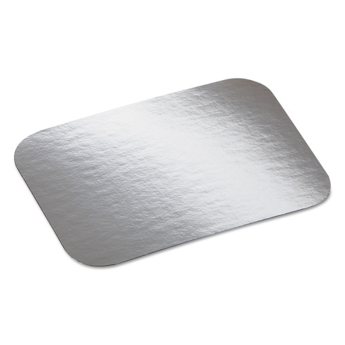  | Handi-Foil 2060L 7 in. x 5 in. Laminated Aluminum Board Lid - Silver/White (500/Carton) image number 0