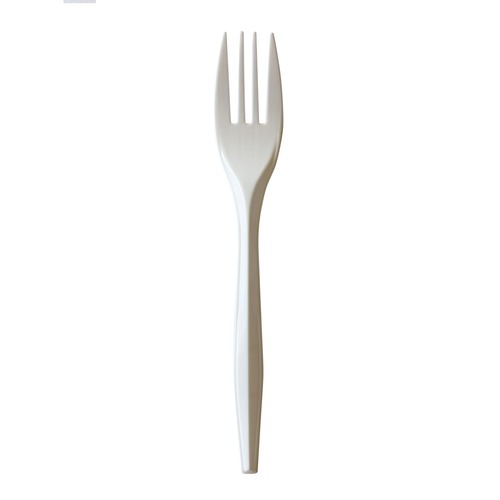 Cutlery | Boardwalk BWKFORKPPMW 5.51 in. Mediumweight Polypropylene Plastic Fork Cutlery - White (1000/Carton) image number 0