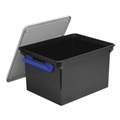 File Folders | Storex 61543U01C 18.5 in. x 14.25 in. x 10.88 in. Portable Letter/Legal File Tote with Locking Handles - Black/Silver image number 0