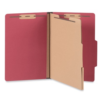 Universal UNV10313 Six-Section Pressboard Classification Folders - Legal Ruby Red (10/Box)