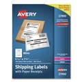 Labels | Avery 27900 5.06 in. x 7.63 in. Inkjet/Laser Printers Shipping Labels with Paper Receipt Bulk Pack - White (100/Box) image number 0