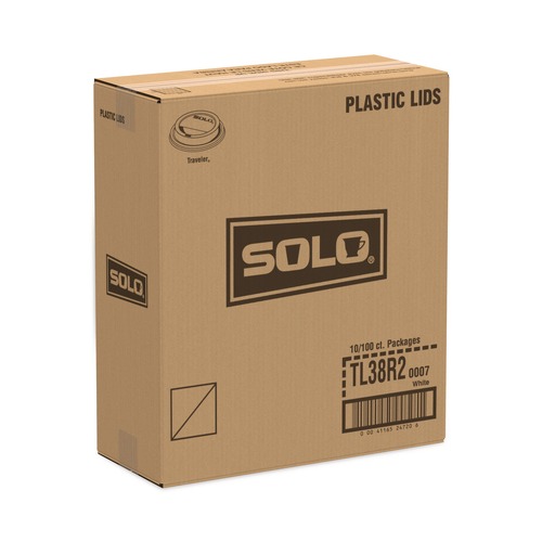 Cups and Lids | SOLO TL38R2-0007 Traveler Dome Hot Cup Lid Fits 8 oz Cups - White (100/Pack, 10 Packs/Carton) image number 0