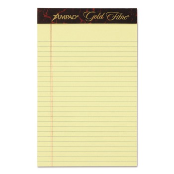 Ampad 20-004R Gold Fibre 5 in. x 8 in. Medium/College Ruled Writing Pads - Canary Yellow (1-Dozen)