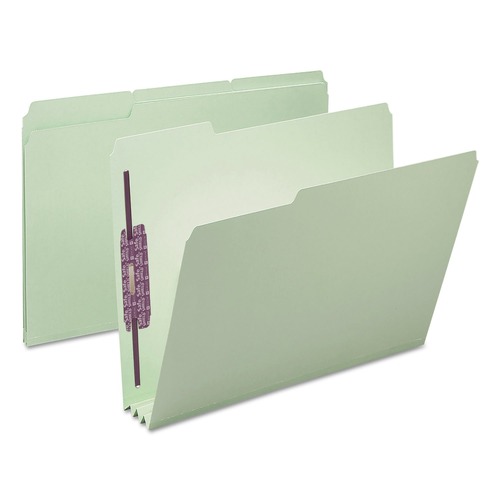 File Folders | Smead 14944 1/3-Cut Tabs 3-in Expansion 2 SafeSHIELD Fasteners Letter Size Recycled Pressboard Fastener Folders - Gray-Green (25/Box) image number 0