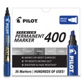 Permanent Markers | Pilot 44145 400 Premium Broad Chisel Tip Permanent Marker - Blue (36/Box) image number 1