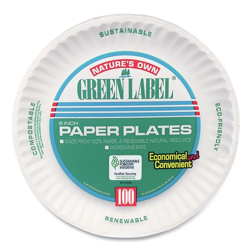 Bowls and Plates | AJM Packaging Corporation 40111 6 in. Diameter Paper Plates - White (100/Pack, 10 Packs/Carton) image number 0