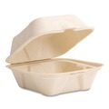 Food Trays, Containers, and Lids | Vegware VW-HC6NFA 5.9 in. x 5.9 in. x 2.9 in. Nourish Molded Fiber Compostable Sugarcane Takeout Containers - White (400/Carton) image number 0