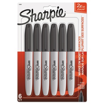 Sharpie 33666PP Super Permanent Marker - Fine Bullet Tip/Black (6/Pack)