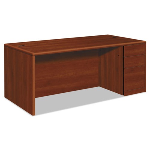 Office Desks & Workstations | HON H10787R.COGNCOGN 10700 Series 72 in. x 36 in. x 29.5 in. Single Full-Height Right Pedestal Desk - Cognac image number 0