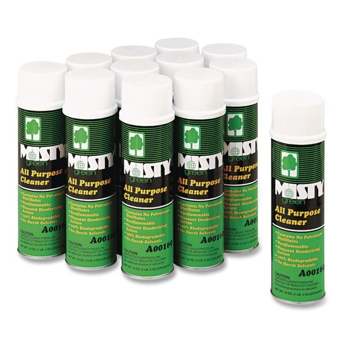 All-Purpose Cleaners | Misty 1001583 19 oz. Aerosol Spray Green All-Purpose Cleaner- Citrus Scent (12/Carton) image number 0