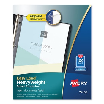 Avery 74102 Letter Size Heavy Gauge Top-Load Poly Sheet Protectors - Nonglare Clear (100/Box)